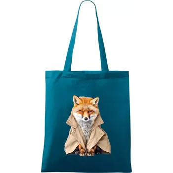 Liška v kabátu - Taška bavlněná - 42 x 38 cm ( Petrolejová )