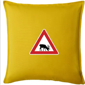 Polštář Dopravní značka - Pozor los - Polštář 50x50 - 50x50 - Pouze potah ( Žlutá )