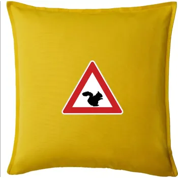 Polštář Dopravní značka - Pozor veverka - Polštář 50x50 - 50x50 - Pouze potah ( Žlutá )