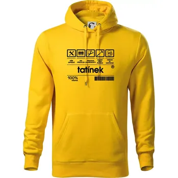 Pánská mikina Čárový kód Tatínek - Mikina pánská Cape s kapucí - XL ( Žlutá )