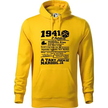 Pánská mikina 1941 v kostce - Mikina pánská Cape s kapucí - 5XL ( Žlutá )