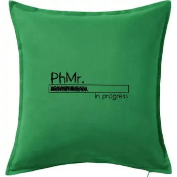 Polštář In progress titul PhMr. magistr / magistra filozofie - Polštář 50x50 - 50x50 - Pouze potah ( Středně zelená )