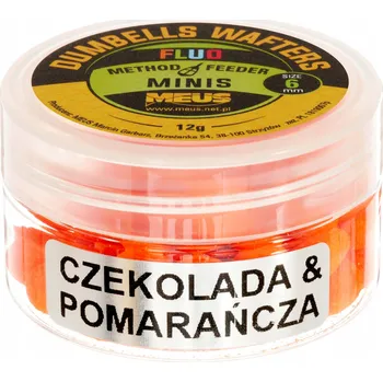 Boilies Nástraha Meus Dumbells Fluo Wafters 6mm - Čokoláda Pomeranč Minis