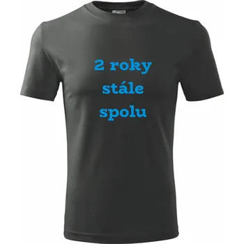 Pánská móda Grafitové tričko 2 roky stále spolu - dárek k výročí svatby - barva antracit - velikost L