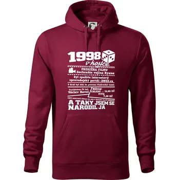 Pánská mikina 1998 v kostce - Mikina pánská Cape s kapucí - 4XL ( Garnet )