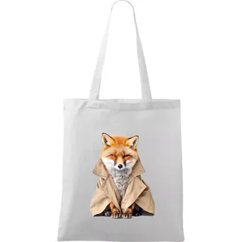 Liška v kabátu - Taška bavlněná - 42 x 38 cm ( Bílá )
