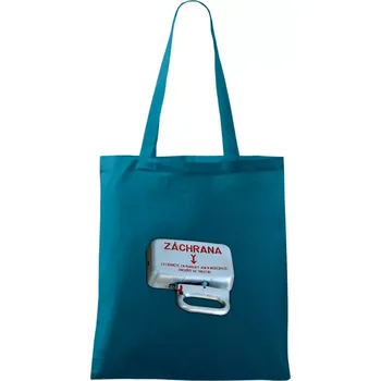 Záchranná brzda vlak - Taška bavlněná - 42 x 38 cm ( Petrolejová )