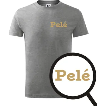 Chlapecké tričko Šedé dětské tričko Pelé - dárek pro malého fotbalistu - fotbalový dárek - barva šedá - velikost 4roky