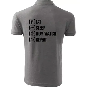 Pánská košile Eat sleep buy watch reapeat - Polokošile pánská Pique Polo 203 - 5XL ( Tmavě šedý melír )