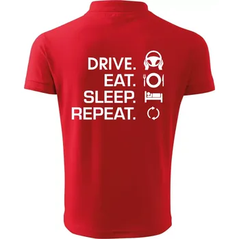 Pánská košile Drive eat sleep repeat - Polokošile pánská Pique Polo 203 - 2XL ( Červená )