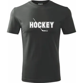 Pánské tričko Grafitové tričko s nápisem Hockey - barva antracit - velikost S