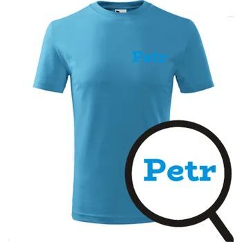 Tyrkysové dětské tričko Petr - dětské tričko se jménem - barva tyrkysová - velikost 8let