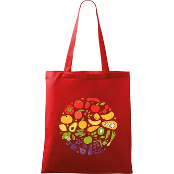 Nákupní taška Zelenina v kruhu - Taška bavlněná - 42 x 38 cm ( Červená )