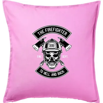 Polštář Lebka hasič do pekla a zpátky - Polštář 50x50 - 50x50 - Pouze potah ( Růžová )