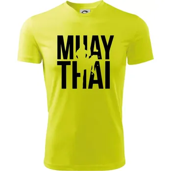Chlapecké tričko Nápis Muay Thai - Dětské triko sportovní (dresovina) - 122 cm/6 let ( Neonově žlutá )
