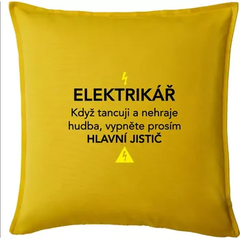 Polštář Elektrikář - hlavní jistič - Polštář 50x50 - 50x50 - Pouze potah ( Žlutá )