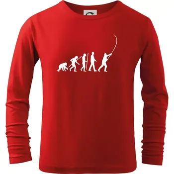 Chlapecké tričko Evoluce rybaření - Triko dětské Long Sleeve - 146 cm/10 let ( Červená )