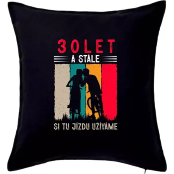 Polštář Výročí cyklista 30 - Polštář 50x50 - 50x50 - Pouze potah ( Černá )