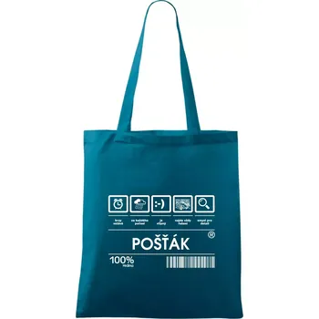 Čárový kód pošťák - Taška bavlněná - 42 x 38 cm ( Petrolejová )