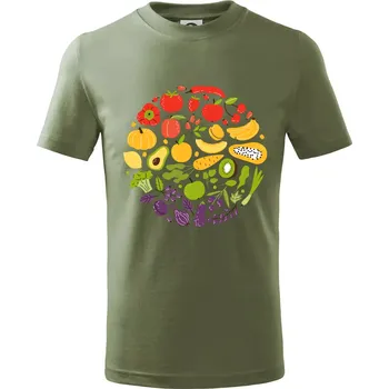Chlapecké tričko Zelenina v kruhu - Tričko dětské bavlněné - 122 cm/6 let ( Khaki )