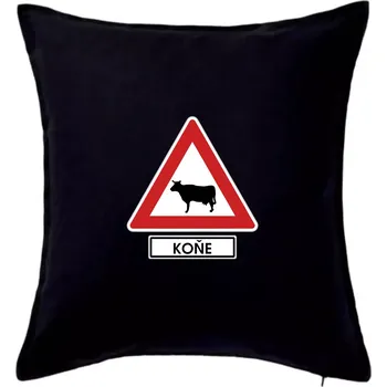 Polštář Dopravní značka - Pozor koně / kráva - Polštář 50x50 - 50x50 - Pouze potah ( Černá )