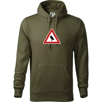 Pánská mikina Dopravní značka - Pozor sova - Mikina pánská Cape s kapucí - 4XL ( Military )