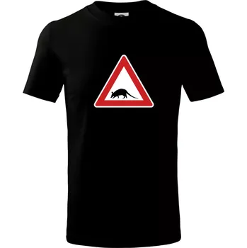 Dopravní značka - krysa - Tričko dětské bavlněné - 98 cm / 2 roky ( Černá )