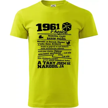 1961 v kostce - Klasické pánské triko vyšší gramáže - L ( Limetková )