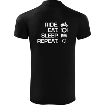 Pánská košile Ride Eat Sleep Repeat moto skútr - Polokošile Victory sportovní (dresovina) - S ( Černá )
