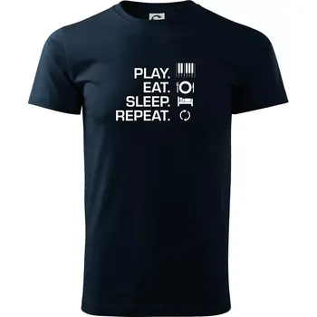 Pánské tričko Play eat sleep piano - Triko extra velké (5-8XL) - 6XL ( Námořní modrá (velmi tmavá - téměř černá) )