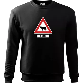 Chlapecké tričko Dopravní značka - Pozor koně / kráva - Mikina Essential dětská - 158 cm/12 let ( Černá )