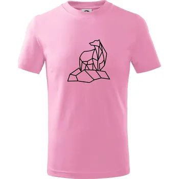 Chlapecké tričko Geometrie lední medvěd na ledu - Tričko dětské bavlněné - 122 cm/6 let ( Růžová )