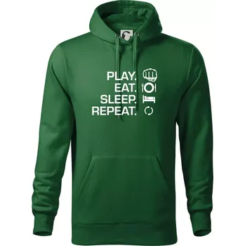 Pánská mikina MMA eat sleep repeat - Mikina pánská Cape s kapucí - 5XL ( Lahvově zelená )