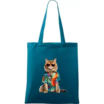 Kočka v létě - Taška bavlněná - 42 x 38 cm ( Petrolejová )