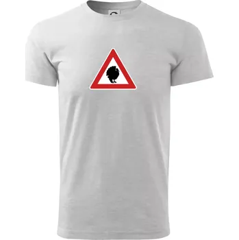 Pánské tričko Dopravní značka - krocan - Triko extra velké (5-8XL) - 8XL ( Světlešedý Melír )