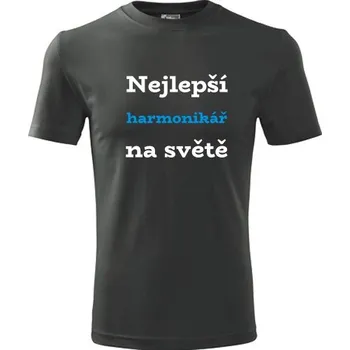 Pánská móda Grafitové tričko nejlepší harmonikář na světě - dárek pro harmonikáře - barva antracit - velikost XL
