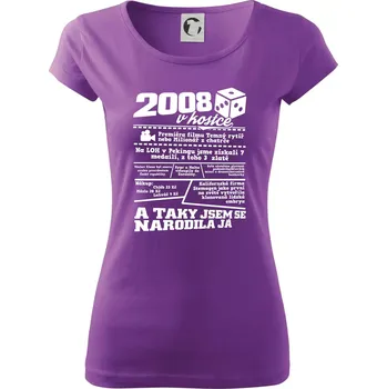 Dámské tričko 2008 v kostce - Dámské triko Pure - XS ( Fialová )