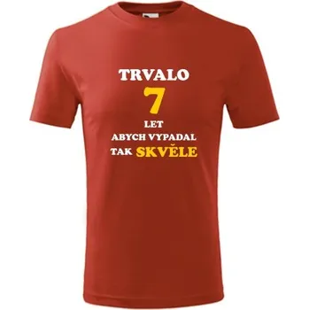 Chlapecké tričko Červené dětské tričko trvalo 7 let - dárek k 7. narozeninám pro kluka - barva červená - velikost 10let