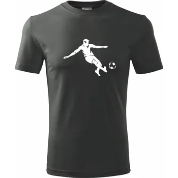 Grafitové tričko s fotbalistou 2 - dárek pro fotbalistu - fotbalový dárek - barva antracit - velikost M