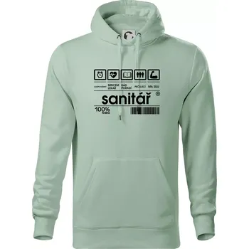 Pánské oblečení Čárový kód sanitář - Mikina pánská Cape s kapucí - L ( Sage )