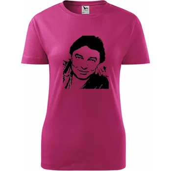 Purpurové dámské tričko Karel Gott - dárek pro kolegyni - dárek pro kamarádku - barva purpurová - velikost XS