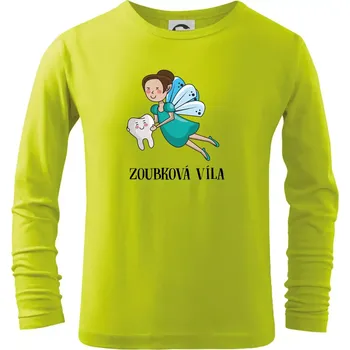 Chlapecké tričko Zoubková víla - Triko dětské Long Sleeve - 158 cm/12 let ( Limetková )