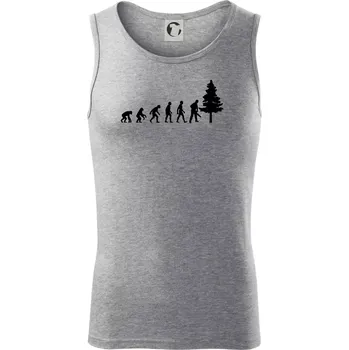 Evoluce dřevorubec - pila a strom - Tílko pánské Core - S ( Tmavě šedý melír )