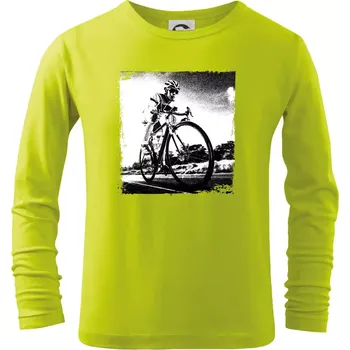 Dětská móda Cyklista černobílá cesta - Triko dětské Long Sleeve - 122 cm/6 let ( Limetková )