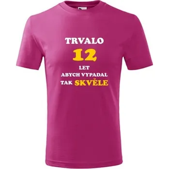 Chlapecké oblečení Purpurové dětské tričko trvalo 12 let - dárky k 12 narozeninám pro vnuka - barva purpurová - velikost 12let