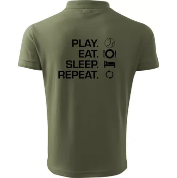 Pánská košile Play Eat Sleep Repeat tenis - Polokošile pánská Pique Polo 203 - L ( Khaki )