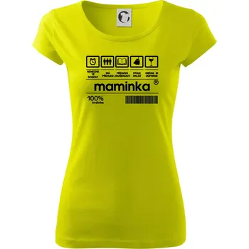 Dámské tričko Čárový kód Maminka - Dámské triko Pure - M ( Limetková )