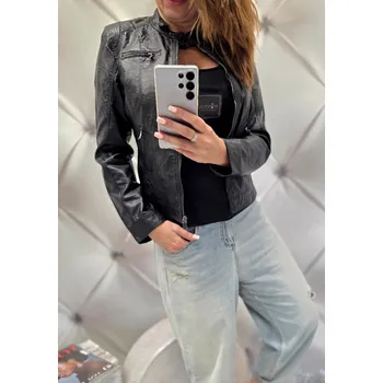 Dámská koženková bunda black Velikost: S