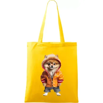 Pomeranian v bundě - Taška bavlněná - 42 x 38 cm ( Žlutá )