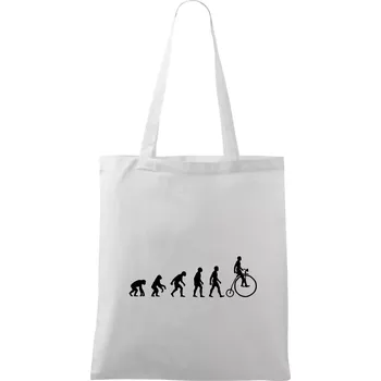 Evoluce staré kolo - Taška bavlněná - 42 x 38 cm ( Bílá )